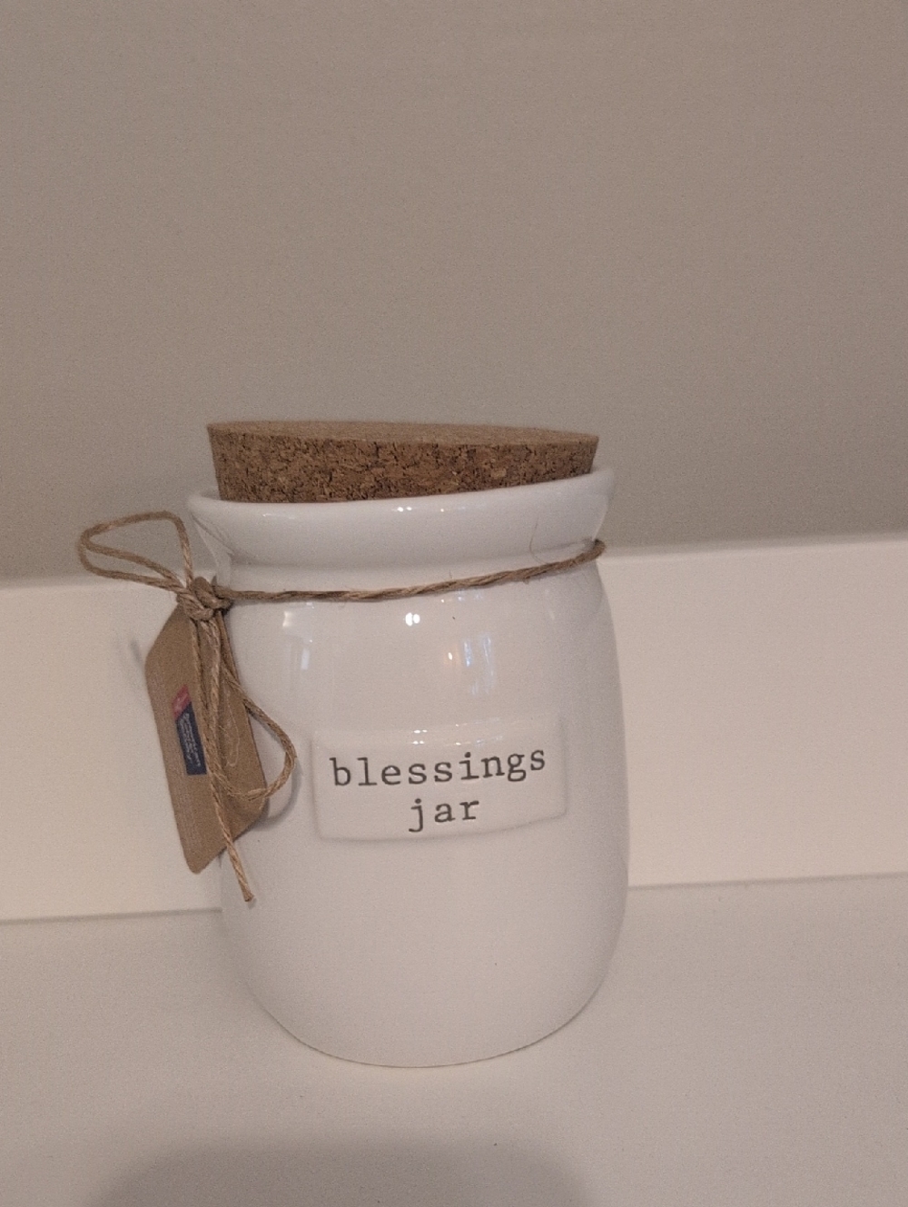 Blessings Jar with Cork Lid - White
